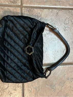 Hype Black Quilted Shoulder Bag with Hexagon Hardware